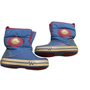Crocs blue red rain snow boots slip on - light up toddler boys child size 10